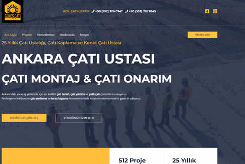 Güneş Çatı web sitesi