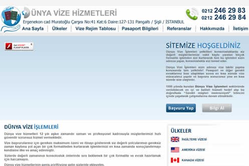 Dünya Vize Hizmetleri web sitesi